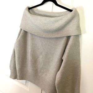 Off Shoulder Light Grey Oversize Sweater